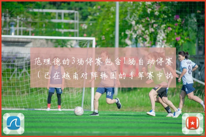 范理德的3场停赛包含1场自动停赛（已在越南对阵韩国的季军赛中执行）和2场追加停赛